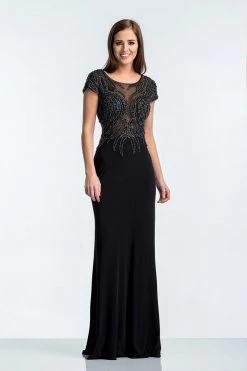 Terani Couture - 1521E0374A Embellished Scoop Neck Sheath Dress