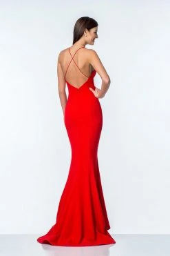 Terani Couture - 1522E0481A Sleeveless Halter Neck Sheath Dress