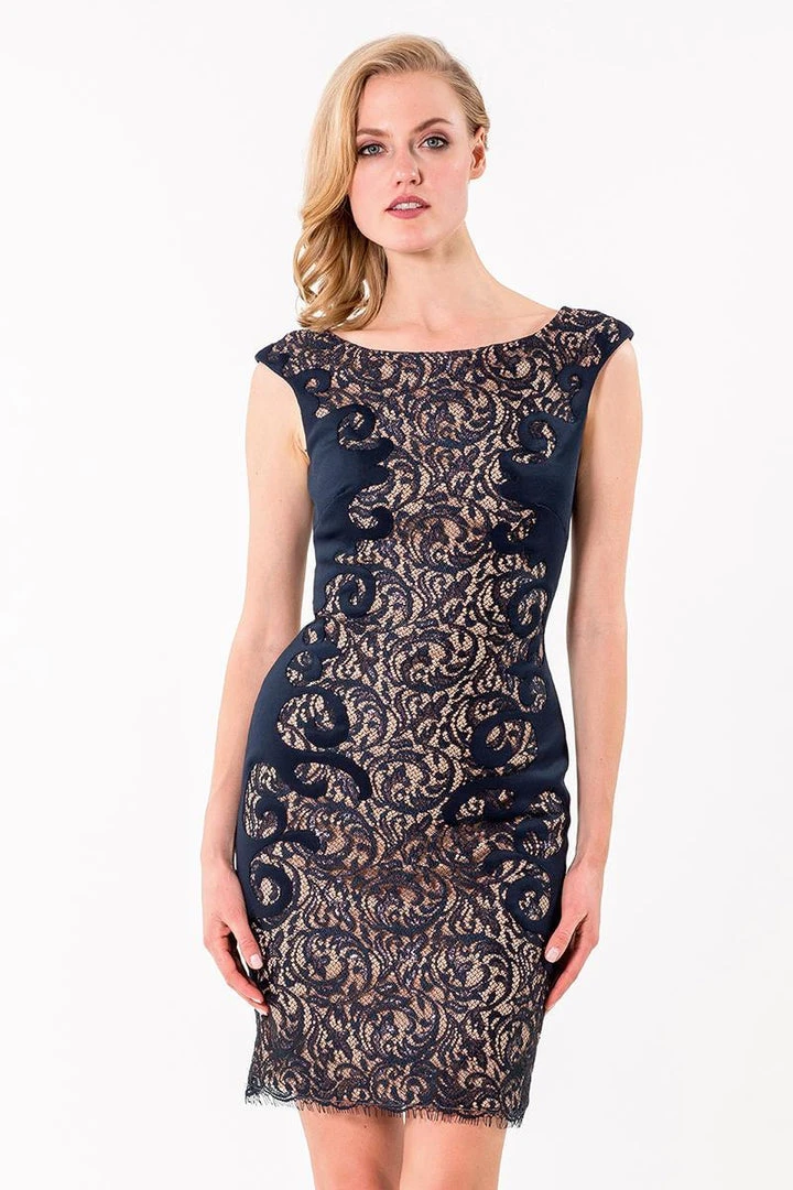 Terani Couture - 1523C1100A Lace Embellished Bateau Sheath Dress 3 Terani Couture - 1523C1100A Lace Embellished Bateau Sheath Dress