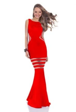 Formal Gowns Terani Couture - 1611P0201A Striped Illusion Trumpet Evening Dress