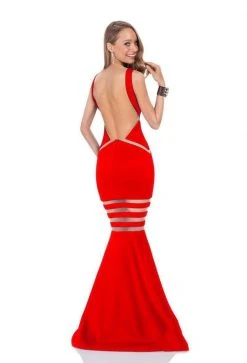 Formal Gowns Terani Couture - 1611P0201A Striped Illusion Trumpet Evening Dress