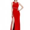 Terani Couture - 1612P0518A Accented Jewel Neck Sheath Dress
