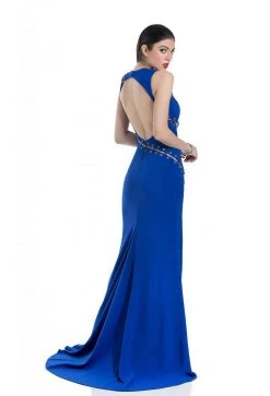 Terani Couture - 1612P0518A Accented Jewel Neck Sheath Dress