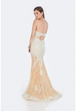 Terani Couture - 1612P0815A Floral Lace Sweetheart Sheath Dress Formal Gowns