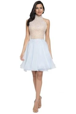 Cocktail Dresses Terani Couture - 1711P2237 Beaded High Neck Cocktail Dress