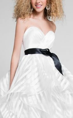 Terani Couture - 1711P2246 Sheer Striped Sweetheart Ballgown - 1 Pc Black White In Size 0 Available