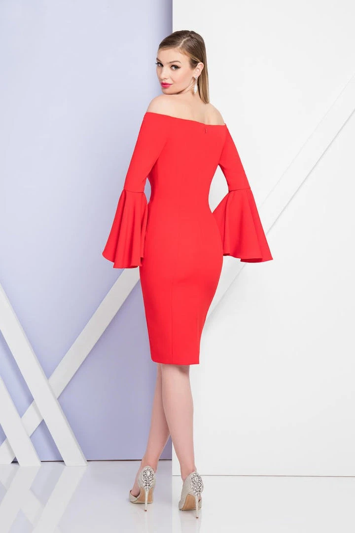 Terani Couture - 1721C4005 Flounce Sleeved Off-Shoulder Dress Cocktail Dresses 5 Terani Couture - 1721C4005 Flounce Sleeved Off-Shoulder Dress Cocktail Dresses