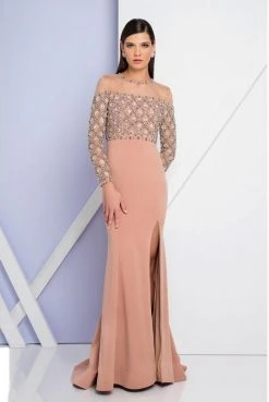 Formal Gowns Terani Couture - 1721M4336 Illusion Jewel Neck Sheath Dress