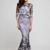 Formal Gowns Terani Couture - 1723M4634 Sheer Quarter Sleeve Floral Evening Dress 2 Formal Gowns Terani Couture - 1723M4634 Sheer Quarter Sleeve Floral Evening Dress
