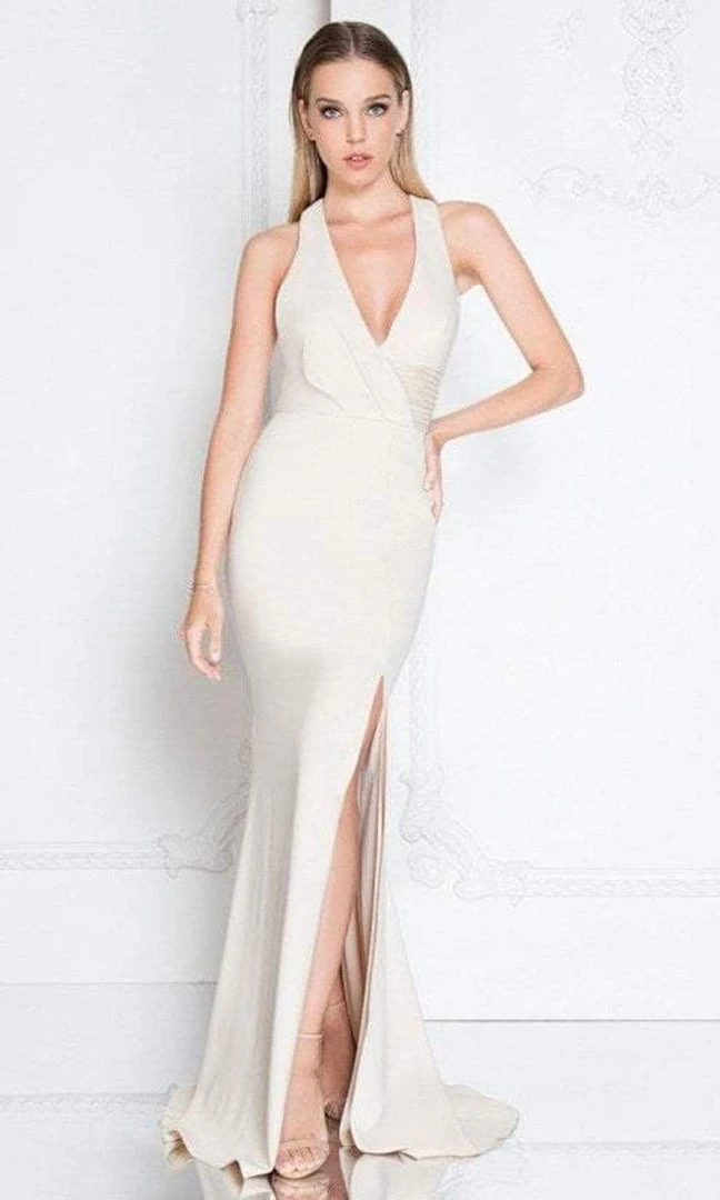 Terani Couture - 1811E6103 Surplice Bodice Sheath Gown 3 Terani Couture - 1811E6103 Surplice Bodice Sheath Gown