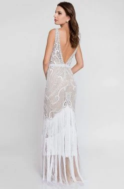 Terani Couture - 1811GL6472 Embellished Fringed Evening Dress