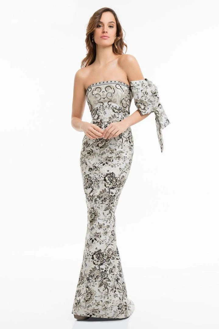 Terani Couture - 1821E7143 Two Toned Gown With Bow And Shawl 5 Terani Couture - 1821E7143 Two Toned Gown With Bow And Shawl
