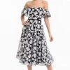 Plus Size Dresses Terani Couture - 1822C7056 Printed Semi-Sweetheart Tea Length Dress