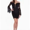 Terani Couture - 1825H7936 Embellished Lace Long Bell Sleeve Dress Cocktail Dresses