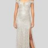 Terani Couture - 1911GL9516 Off-Shoulder Netted Gown With Slit 2 Terani Couture - 1911GL9516 Off-Shoulder Netted Gown With Slit