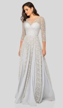 Formal Gowns Terani Couture - 1911M9297 Illusion Bateau A-Line Evening Dress