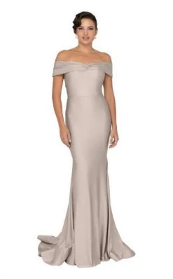 Terani Couture - 1912P8283 Off Shoulder Satin Mermaid Gown Formal Gowns
