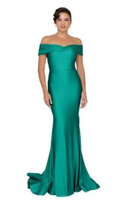 Terani Couture - 1912P8283 Off Shoulder Satin Mermaid Gown Formal Gowns