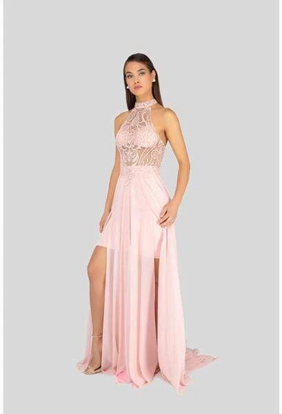 Terani Couture - 1913P8298 Sheer High Halter Evening Dress 3 Terani Couture - 1913P8298 Sheer High Halter Evening Dress