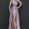 Terani Couture - Asymmetric Pleated Evening Gown 1921E0143 - 1 Pc Grape In Size 12 Available