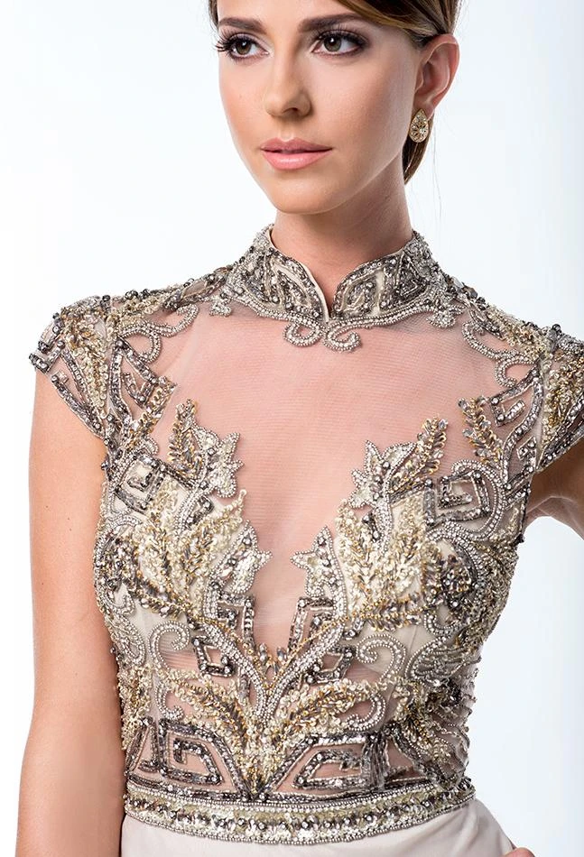 Terani Couture - Beaded High Neck Sheath Gown 151M0352B Formal Gowns 5 Terani Couture - Beaded High Neck Sheath Gown 151M0352B Formal Gowns