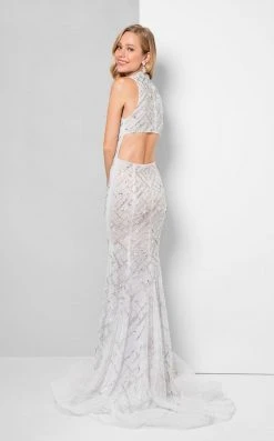 Terani Couture - Beautiful Beaded Pattern Mock Neck Mermaid Gown 1712P2494 Formal Gowns 10 Terani Couture - Beautiful Beaded Pattern Mock Neck Mermaid Gown 1712P2494 Formal Gowns