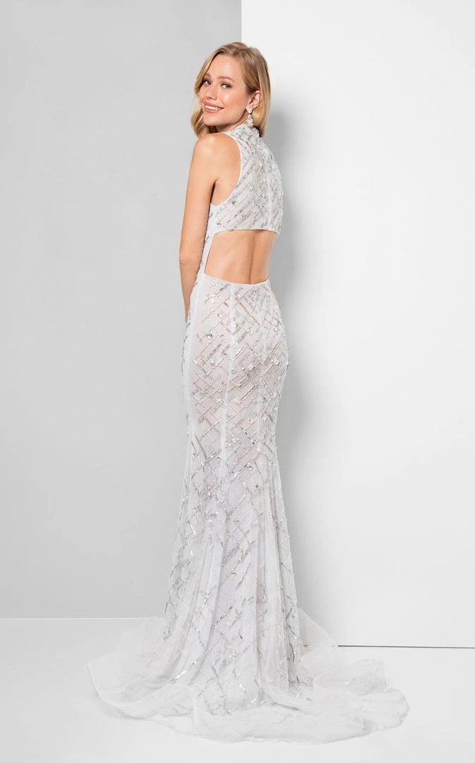 Terani Couture - Beautiful Beaded Pattern Mock Neck Mermaid Gown 1712P2494 Formal Gowns 4 Terani Couture - Beautiful Beaded Pattern Mock Neck Mermaid Gown 1712P2494 Formal Gowns