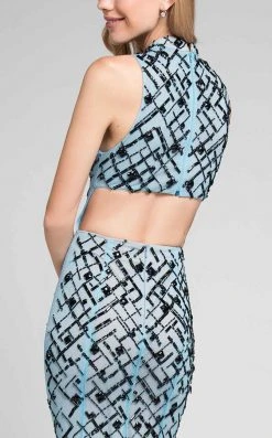 Terani Couture - Beautiful Beaded Pattern Mock Neck Mermaid Gown 1712P2494 Formal Gowns 14 Terani Couture - Beautiful Beaded Pattern Mock Neck Mermaid Gown 1712P2494 Formal Gowns