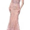 Formal Gowns Terani Couture - Bedazzled Deep V-neck Trumpet Dress 1922GL0681 - 1 Pc Rose Blush In Size 14 Available 2 Formal Gowns Terani Couture - Bedazzled Deep V-neck Trumpet Dress 1922GL0681 - 1 Pc Rose Blush In Size 14 Available
