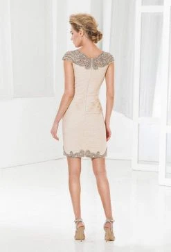 Terani Couture - C3661 Bejeweled V-Neck Sheath Dress