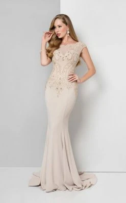 Formal Gowns Terani Couture - Cap-sleeve Embroidered Mermaid Gown 1712M3422.
