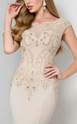 Formal Gowns Terani Couture - Cap-sleeve Embroidered Mermaid Gown 1712M3422.