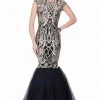 Formal Gowns Terani Couture - Cap Sleeve Metallic Embroidered Mermaid Gown 1622E1567