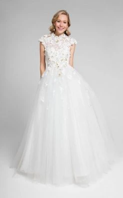 Terani Couture - Cap-sleeve Open Back Ballgown 1711P2840