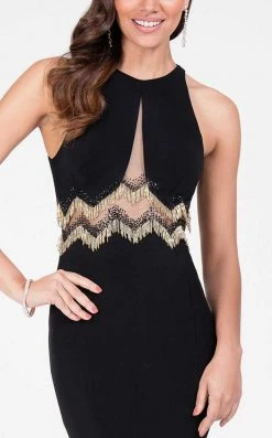 Formal Gowns Terani Couture - Elegant Beaded Halter Neck Mermaid Jersey Dress 1715P2988