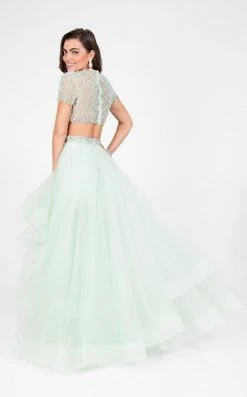 Formal Gowns Terani Couture - Elegant Two Piece Short Sleeve Hi-low Gown 1712P2743