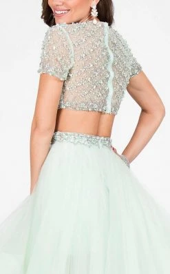 Formal Gowns Terani Couture - Elegant Two Piece Short Sleeve Hi-low Gown 1712P2743