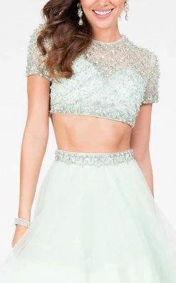 Formal Gowns Terani Couture - Elegant Two Piece Short Sleeve Hi-low Gown 1712P2743