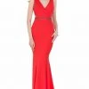 Terani Couture - Embellished V-Neck Gown With Slit 1621E1499