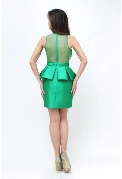 Terani Couture - H3642 Sleeveless Illusion Peplum Cocktail Dress