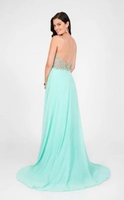 Terani Couture - Illusion Sweetheart Chiffon Gown 1712P2512 Formal Gowns
