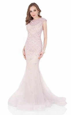 Formal Gowns Terani Couture - Lavishly Beaded Jewel Neck Mermaid Gown 1622GL1982
