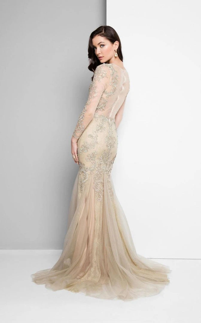 Formal Gowns Terani Couture - Long Sleeve Beaded Applique Mermaid Dress 1711M3407 5 Formal Gowns Terani Couture - Long Sleeve Beaded Applique Mermaid Dress 1711M3407