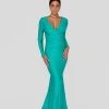Terani Couture - Long Sleeve Open Back Satin Mermaid Gown 1912P8281 Formal Gowns 2 Terani Couture - Long Sleeve Open Back Satin Mermaid Gown 1912P8281 Formal Gowns