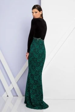 Terani Couture - Long Sleeved V-Neck Sheath Dress 1722E4190W Formal Gowns