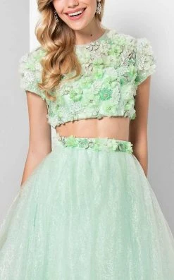 Terani Couture - Luxurious Two Piece Crop Top Gown 1712P2745 Formal Gowns