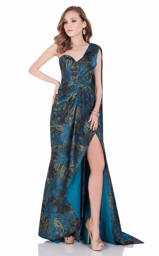 Terani Couture - One-shoulder Floral Print Evening Gown 1621E1480 3 Terani Couture - One-shoulder Floral Print Evening Gown 1621E1480