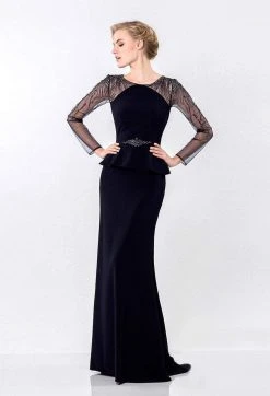 Terani Couture - Ornate Crepe Mesh Sheath Gown 1522M0655B Formal Gowns