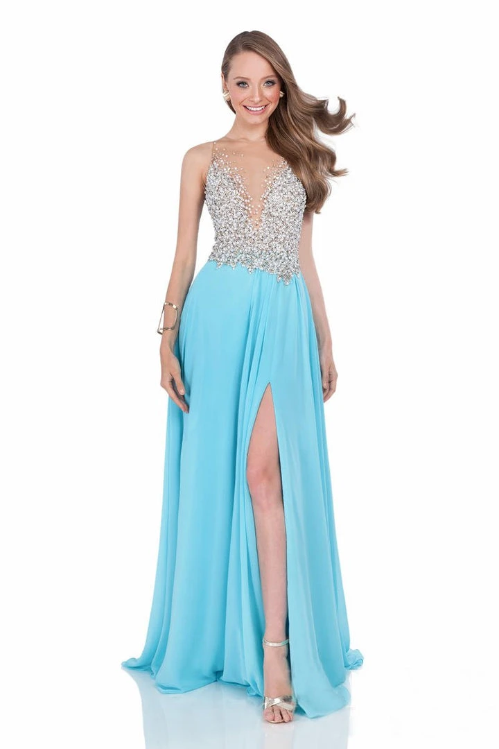Terani Couture - Pearl Encrusted Illusion Evening Gown 1612P0502A Formal Gowns 3 Terani Couture - Pearl Encrusted Illusion Evening Gown 1612P0502A Formal Gowns