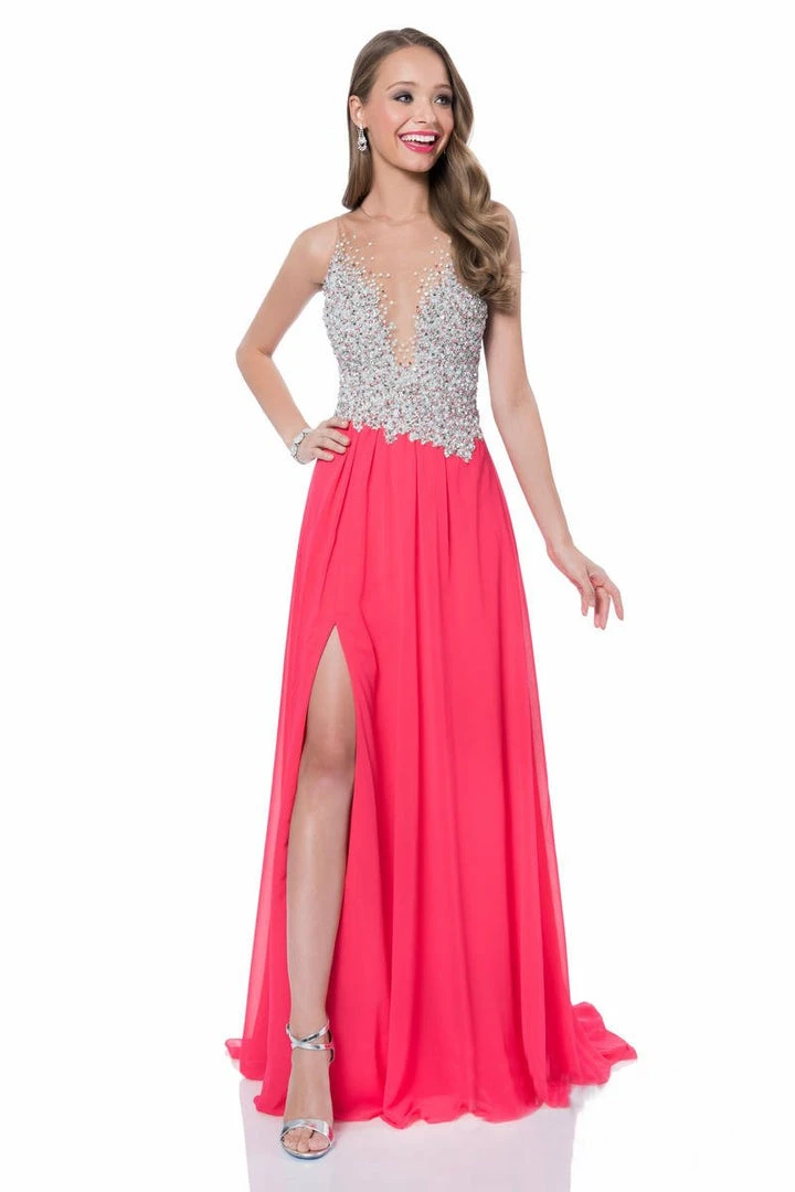 Terani Couture - Pearl Encrusted Illusion Evening Gown 1612P0502A Formal Gowns 6 Terani Couture - Pearl Encrusted Illusion Evening Gown 1612P0502A Formal Gowns